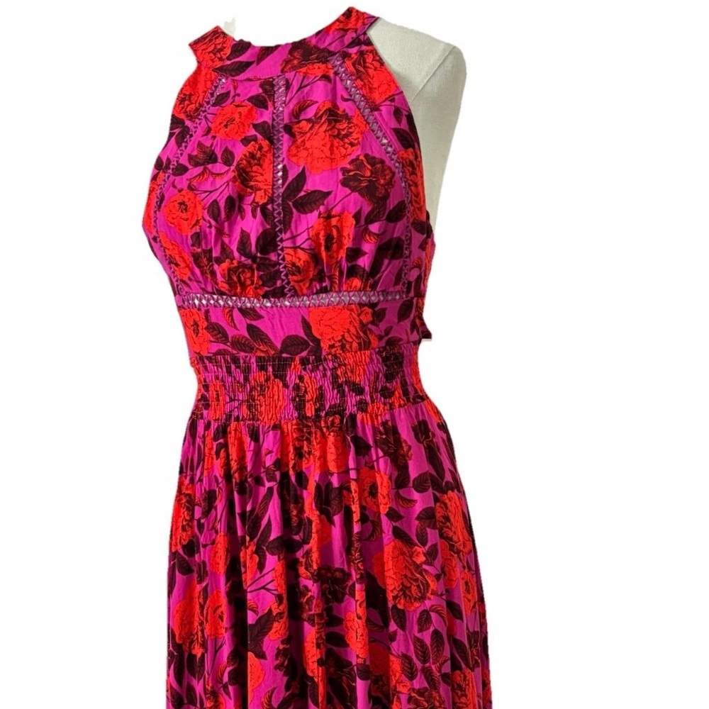 Anthropologie Abel The Label NWT Purple Reign Floral halter walk through Maxi